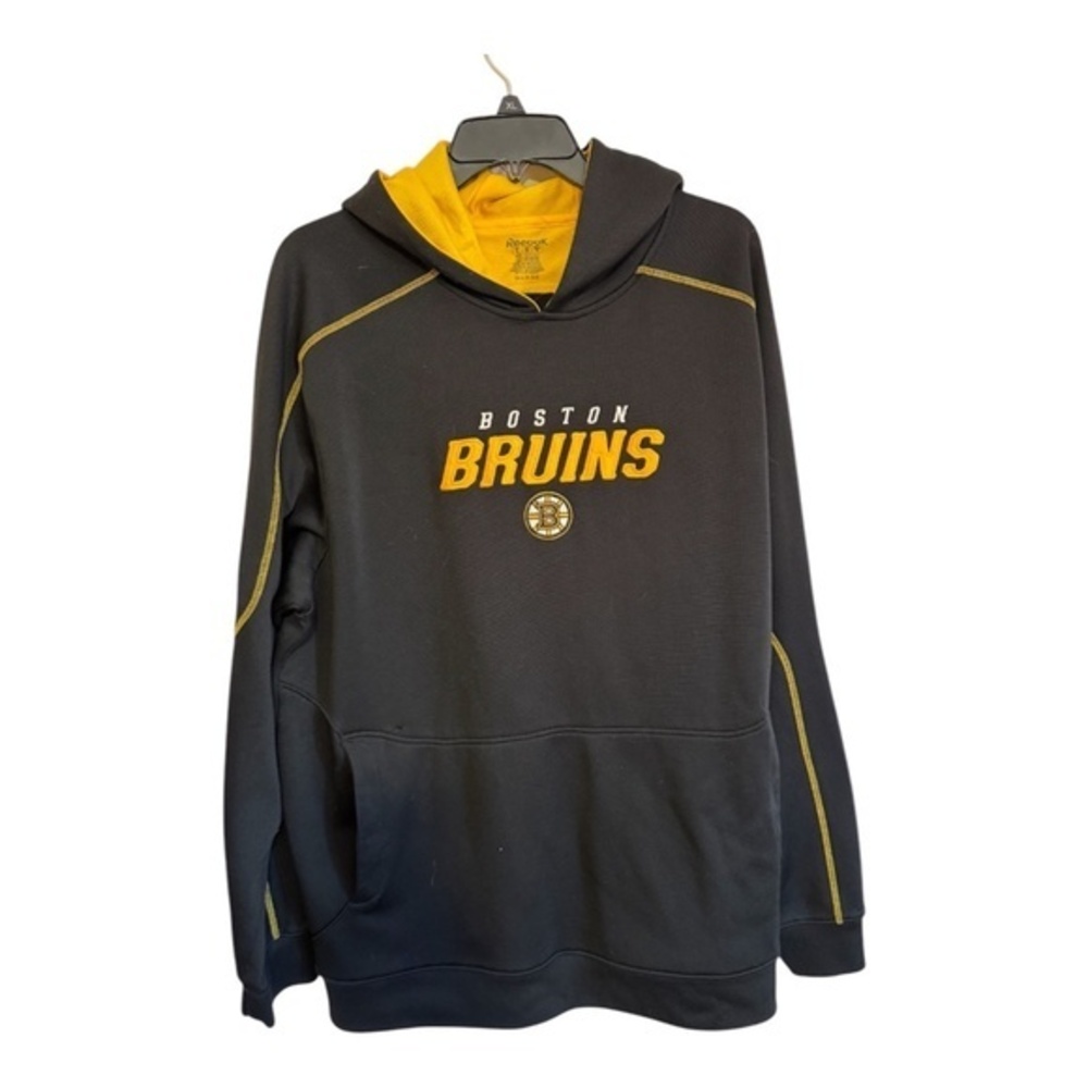 Reebok Mens Boston Bruins Hoodie Black Spellout Size XL Polyester Logo